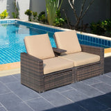 Outsunny 3 Piece Outdoor Rattan Patio Sofa Set Recliner Lounge - 01-0608