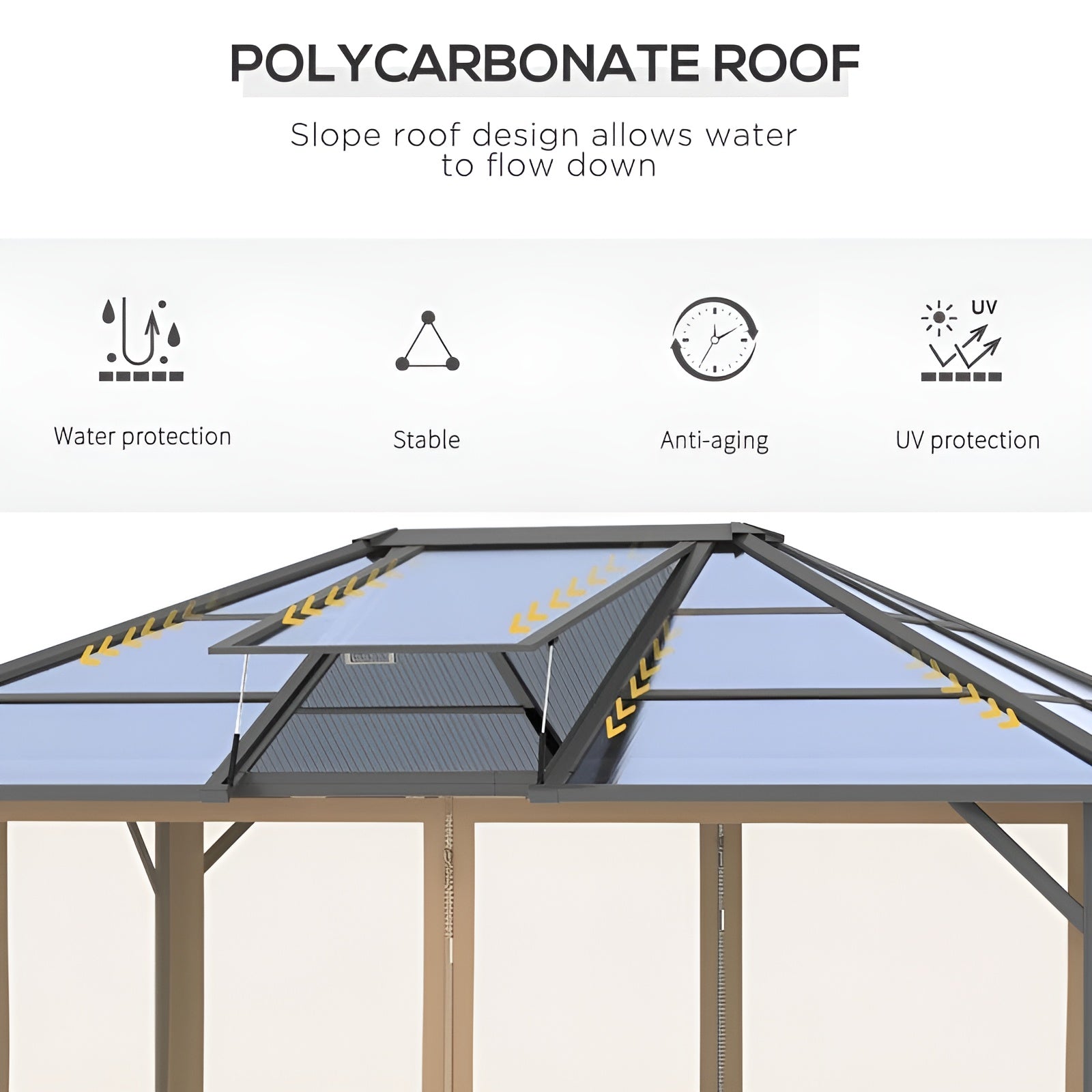 Outsunny 12' x 10' Hardtop Gazebo Aluminum Frame - 84C-291V01