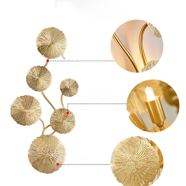 Nordic Copper Lotus Leaf Wall Lamp - Procure Décor