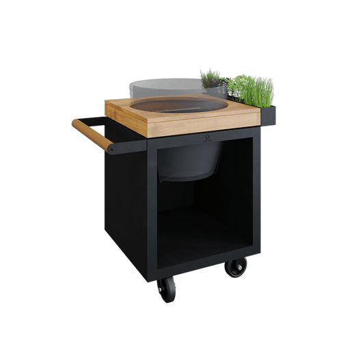 OFYR Kamado Table Black 65 PRO Teak Wood BGE - O-K-T-B-65-PRO-TW-BGE