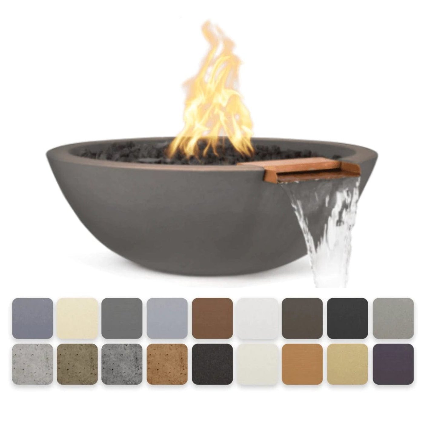 The Outdoor Plus OPT-RFW Sedona Concrete Fire and Water Bowl, 33-Inch