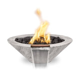 The Outdoor Plus OPT-RWGFW Cazo Round Wood Grain Concrete Fire and Water Bowl, 24-Inch