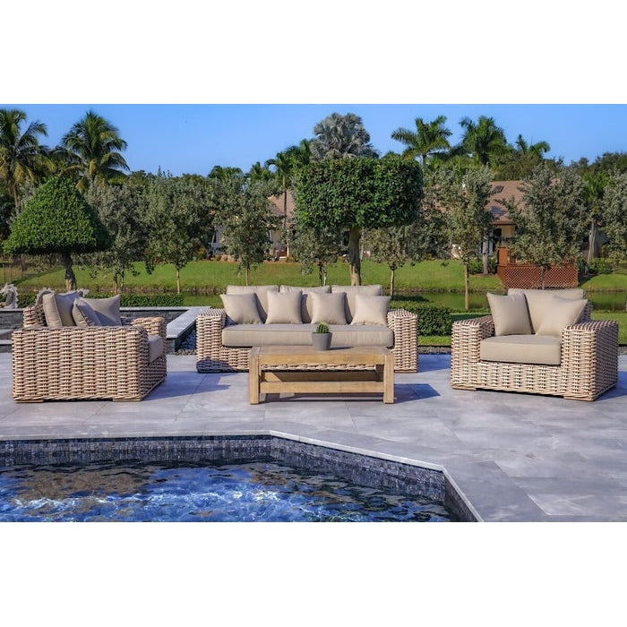 OUTSY Anna LUX 4PC Outdoor Wicker Furniture Set - 0AAN-R03-WH-R-LUX