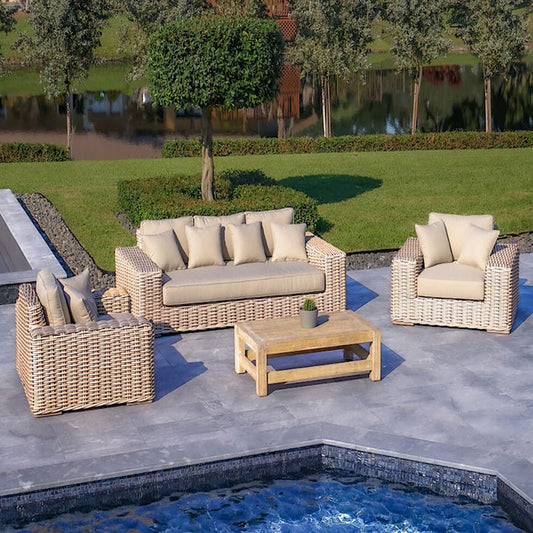 OUTSY Anna LUX 4PC Outdoor Wicker Furniture Set - 0AAN-R03-WH-R-LUX