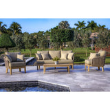 OUTSY Eve 4-Piece Outdoor and Backyard Wood, Aluminum and Rope Furniture Set - 0AEVE-W09-GR-R