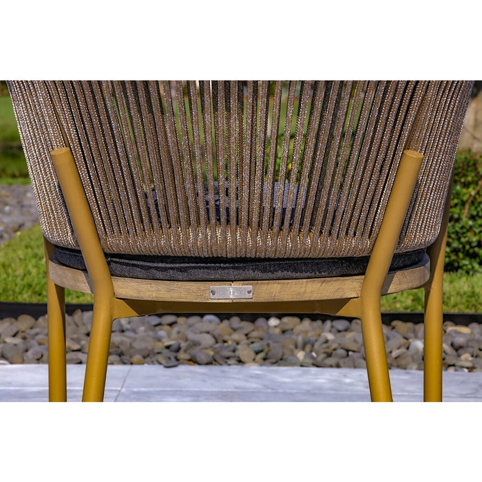 OUTSY Melina Outdoor Wood, Aluminum and Rope Dining Chair, Milk and Coffee Legs Set Of 2 - 0AMEL-WDC-GR