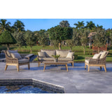 OUTSY Solana 4-Piece Outdoor and Backyard Wood, Aluminum and Rope Furniture Set - 0ASOL-W10-GR-R