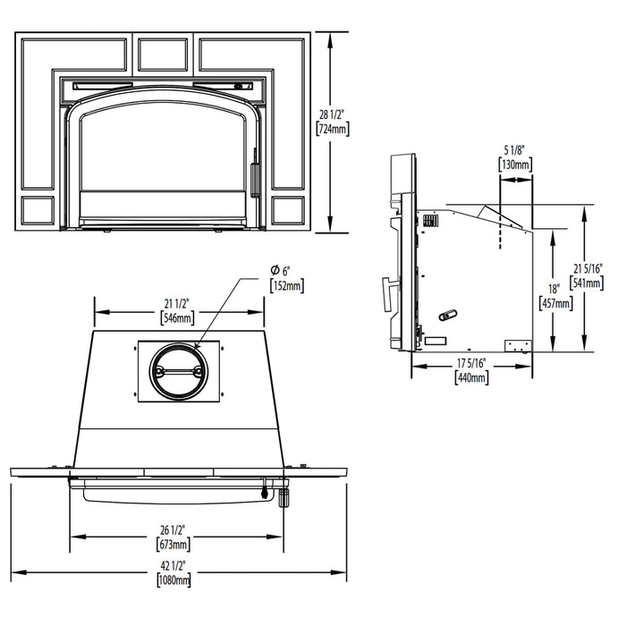 Napoleon Fireplaces Oakdale Majolica Brown Traditional Cast Iron Wood Burning Insert, Napoleon, 26 1/2", EPI3TN