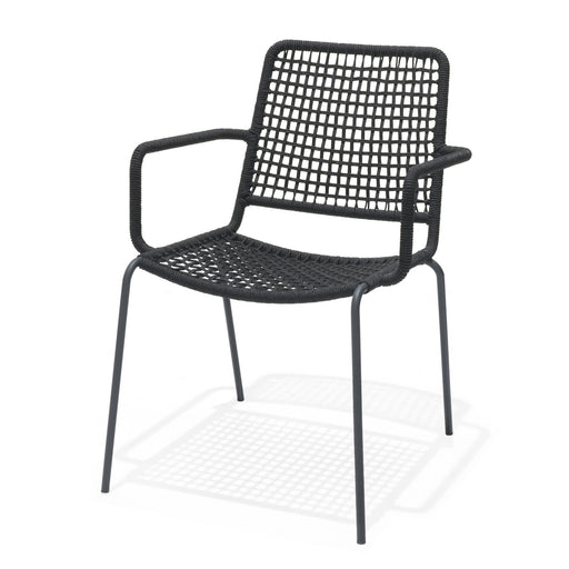 Midtown Concept Chamonix Black Table & 6 Oberon Rope Chairs - CHAMBK_6OBERGR