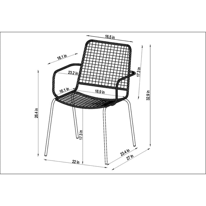 Midtown Concept Oberon Stacking Outdoor Dining Chair - 4PC - SC OBERON BLK