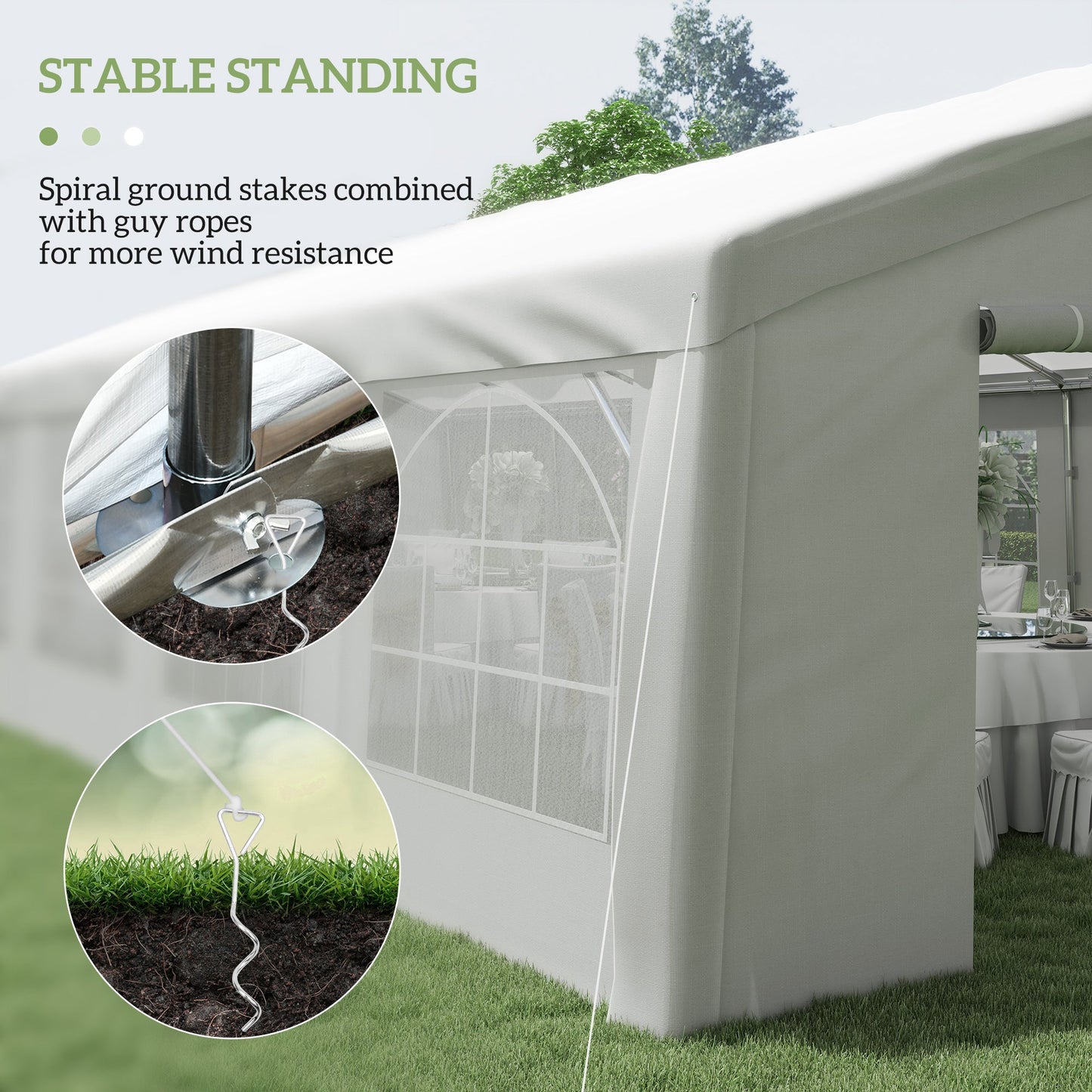 Outsunny 20' x 40' Heavy-duty Party & Wedding Tent with Sidewalls, White - 84C-020