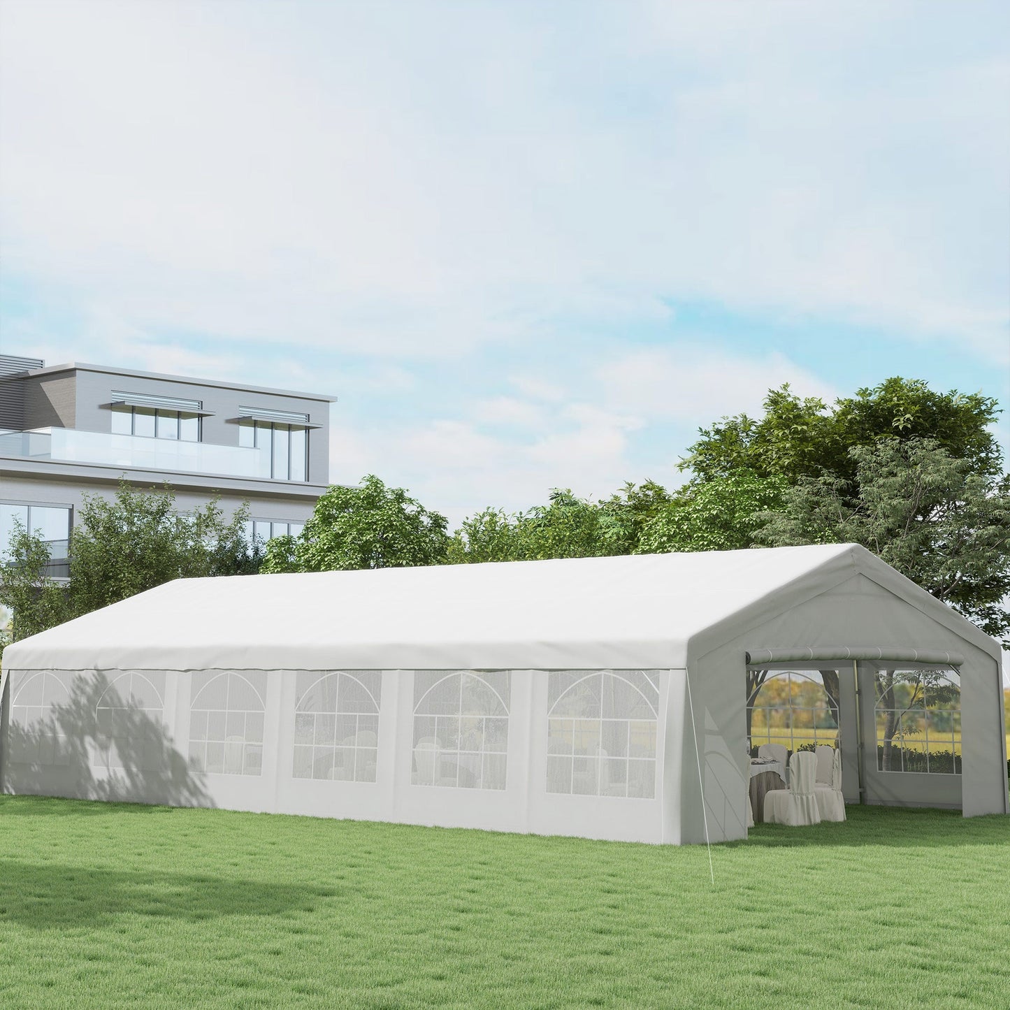 Outsunny 20' x 40' Heavy-duty Party & Wedding Tent with Sidewalls, White - 84C-020