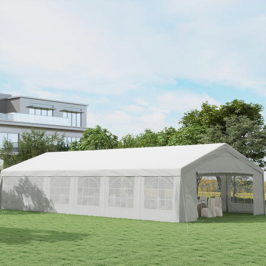 Outsunny 20' x 40' Heavy-duty Party & Wedding Tent with Sidewalls, White - 84C-020