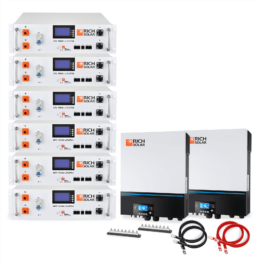 Off-Grid System Kit | 13,000W 120/240V Output, 48VDC 28.8kWh Alpha 5 Server Lithium Iron Phosphate Battery