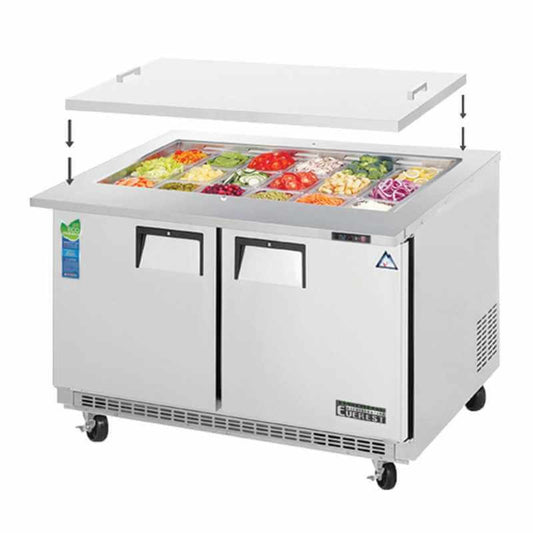 Everest - EOTP2, Commercial 47" 18 Pan Salad Sandwich Food Prep Table Refrigerator Open Top - EOTP2
