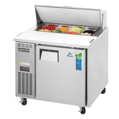 Everest - EPR1, Commercial 35" 8 Pan Salad Sandwich Food Prep Table Refrigerator One Section - EPR1