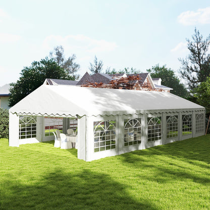 Outsunny 20' x 40' Party Tent with Removable Sidewalls, 12 Windows, White - 84C-538V00WT