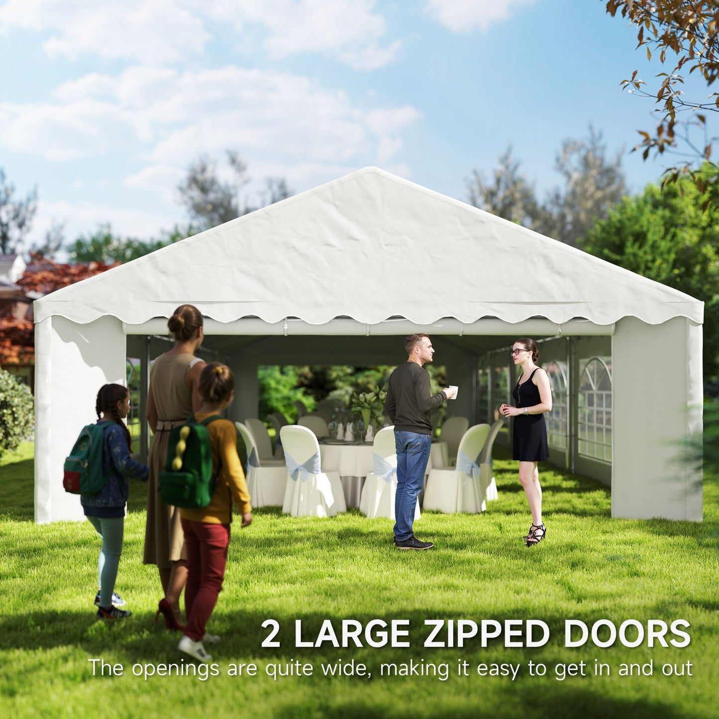 Outsunny 20' x 40' Party Tent with Removable Sidewalls, 12 Windows, White - 84C-538V00WT