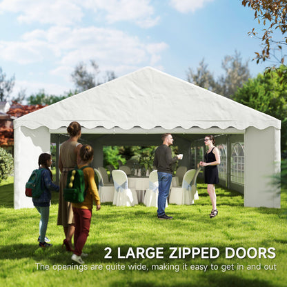Outsunny 20' x 40' Party Tent with Removable Sidewalls, 12 Windows, White - 84C-538V00WT