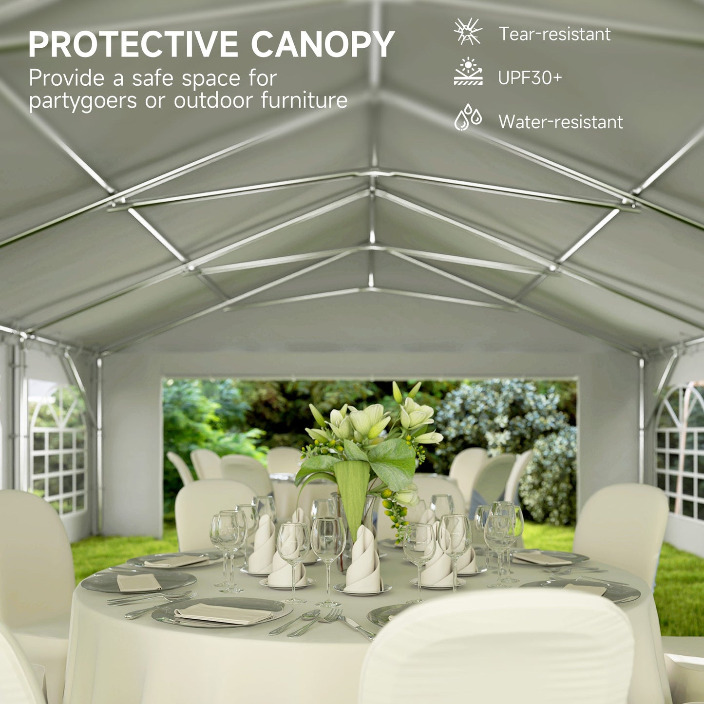 Outsunny 20' x 40' Party Tent with Removable Sidewalls, 12 Windows, White - 84C-538V00WT