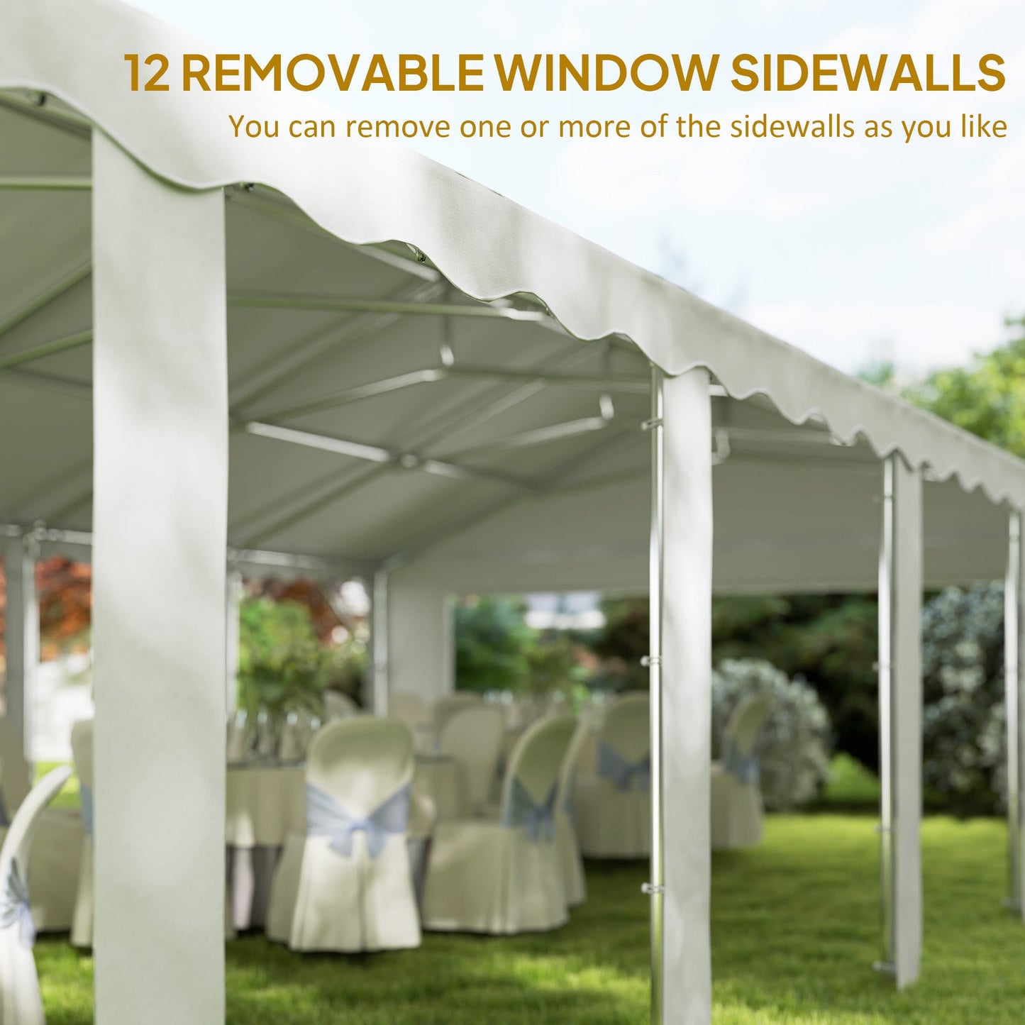 Outsunny 20' x 40' Party Tent with Removable Sidewalls, 12 Windows, White - 84C-538V00WT