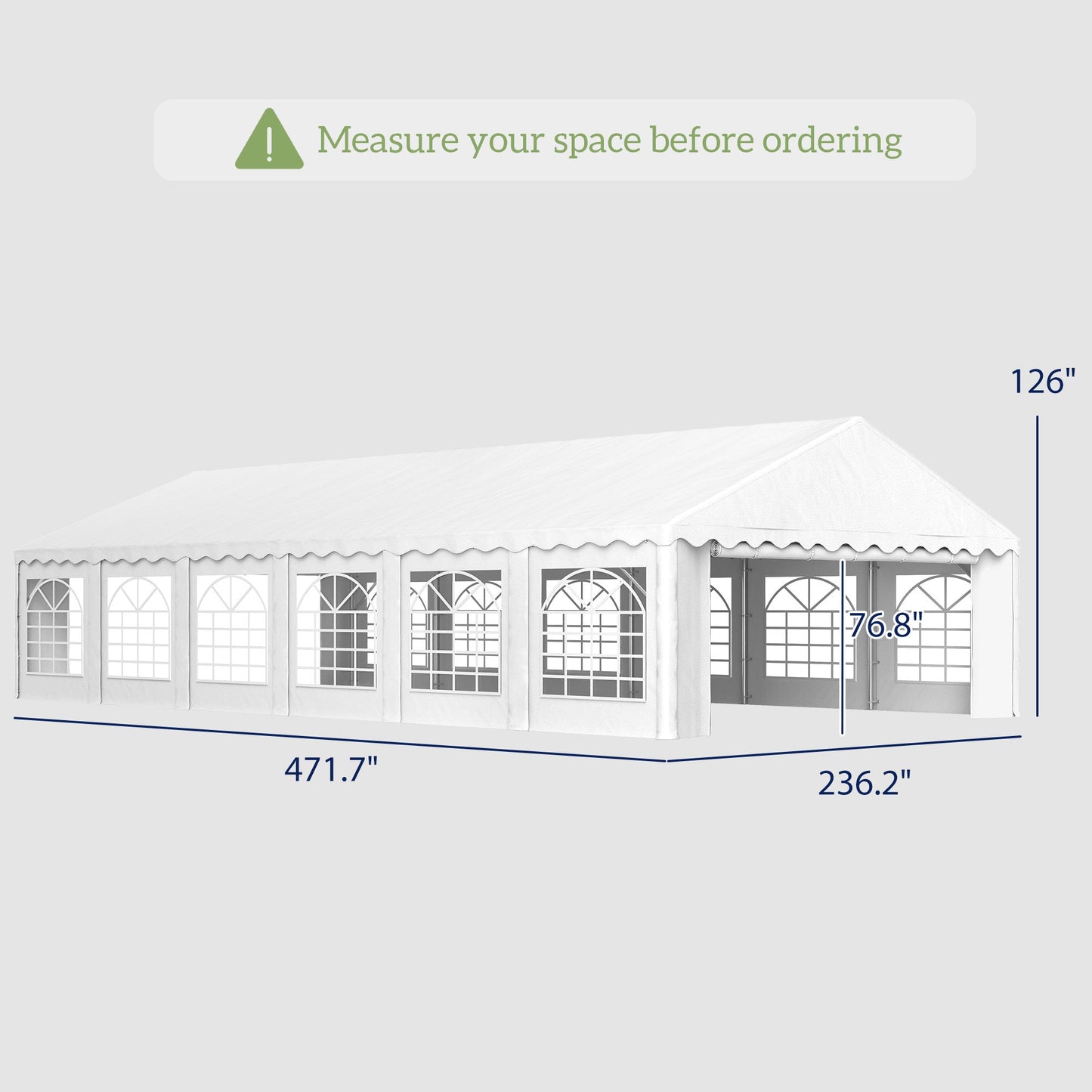 Outsunny 20' x 40' Party Tent with Removable Sidewalls, 12 Windows, White - 84C-538V00WT