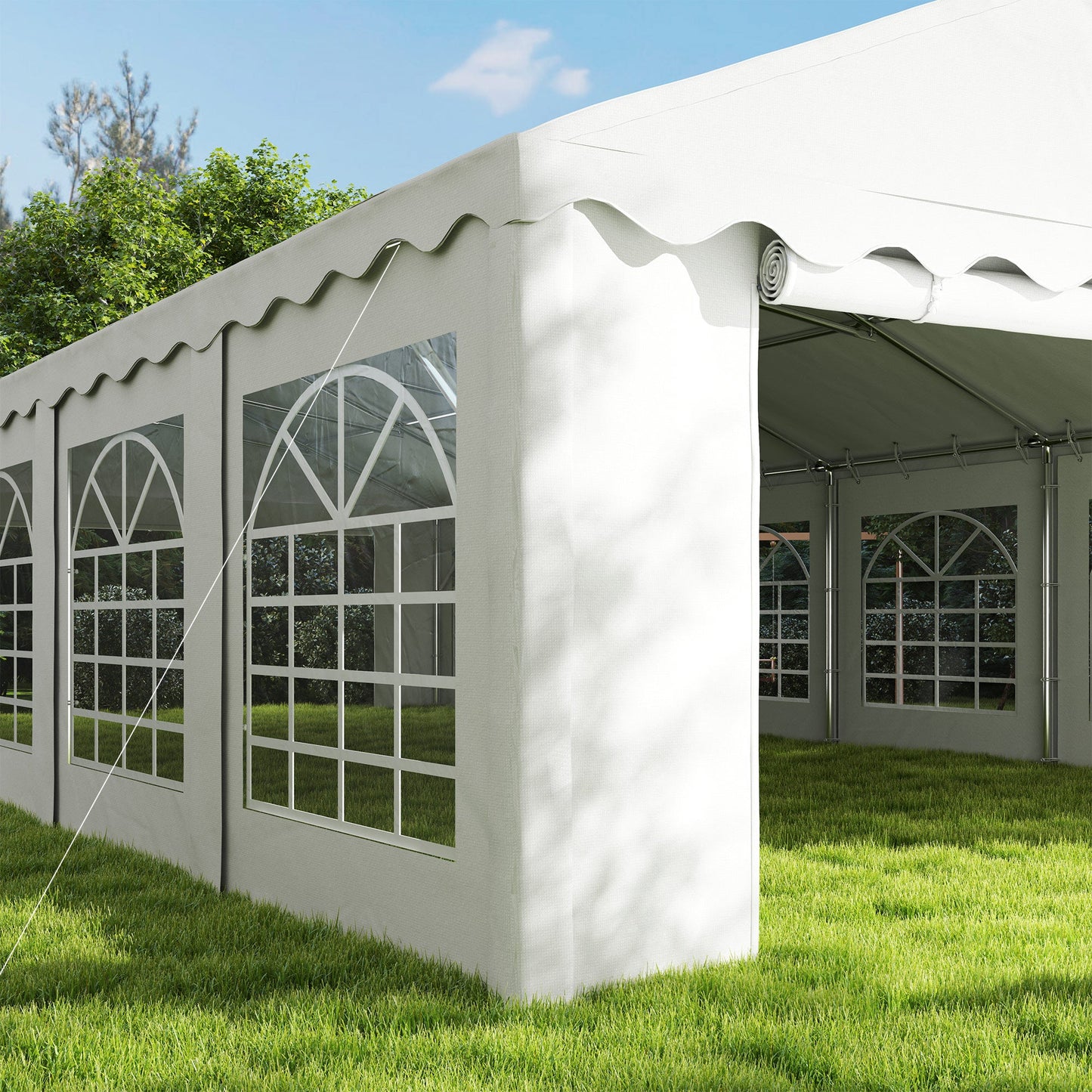 Outsunny 20' x 40' Party Tent with Removable Sidewalls, 12 Windows, White - 84C-538V00WT