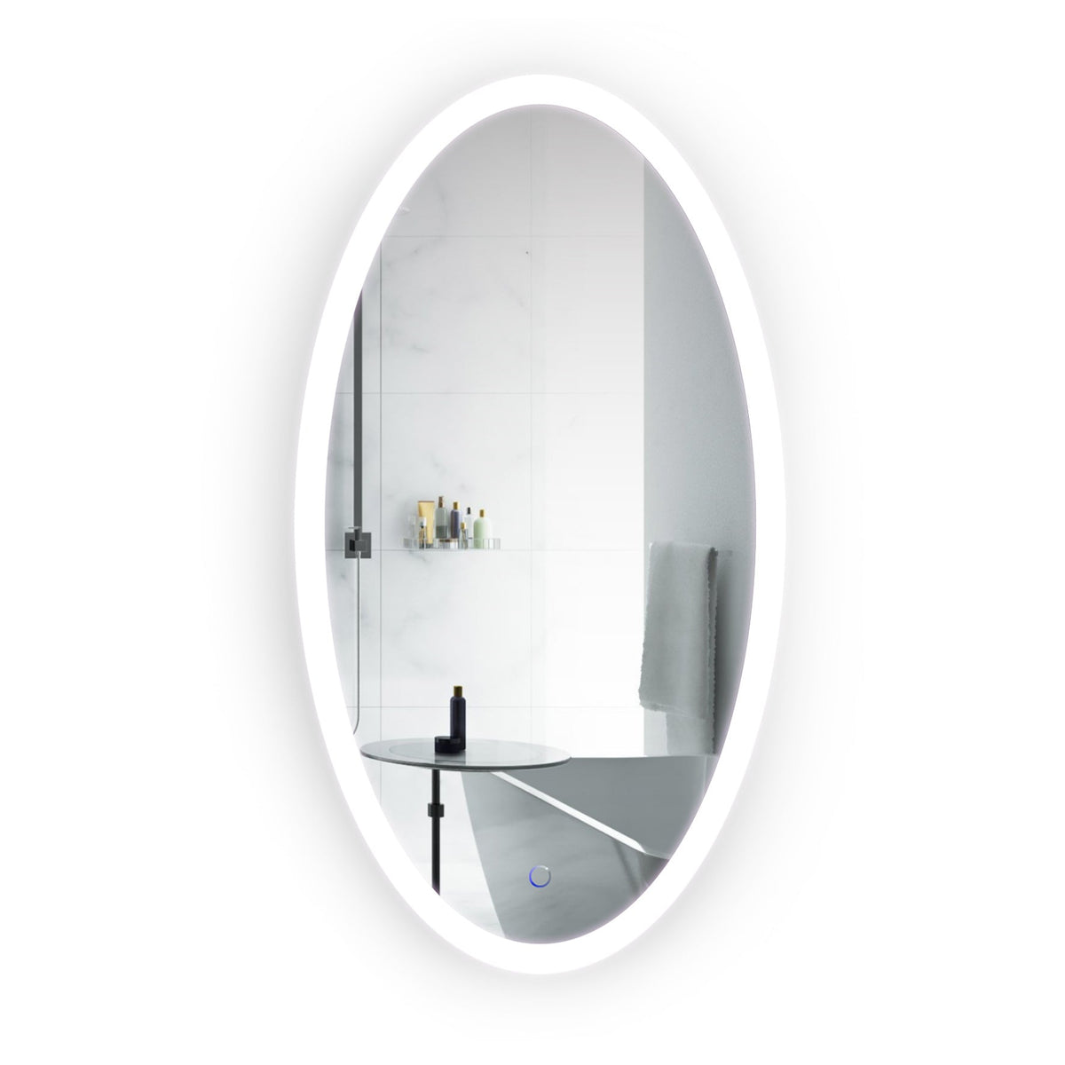 Krugg Sol Oval 22" x 40" LED Bathroom Mirror w/ Dimmer & Defogger | Oval Back-lit Vanity Mirror SOL2240O