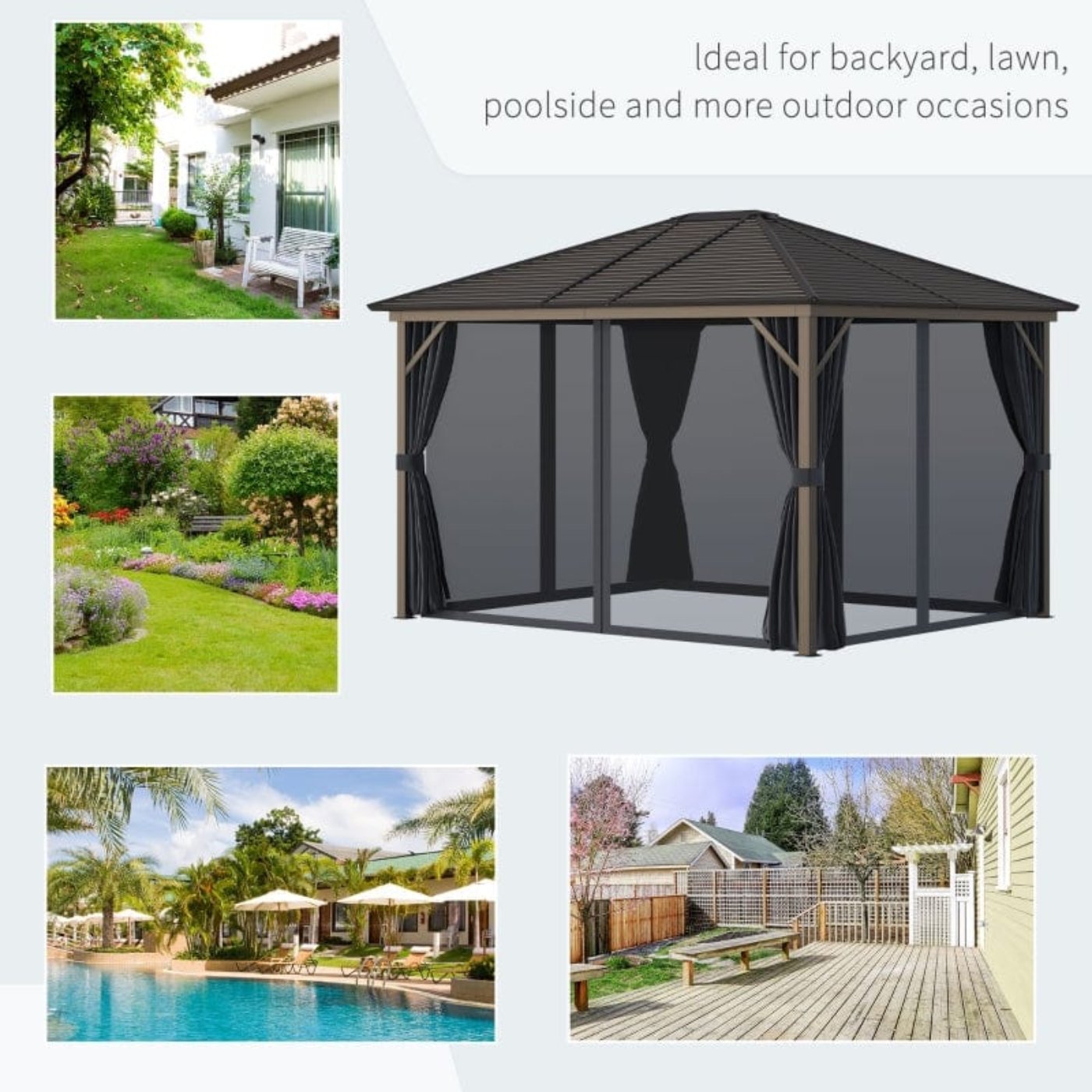 Outsunny 10 x 12 Hardtop Gazebo with Aluminum Frame - 84C-040CG