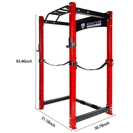 Signature Fitness SF-3 1,500 Pound Capacity 3” x 3” Power Cage Squat Rack, Includes J-Hooks and Safety Straps, Other Optional Accessories - SF-PC1