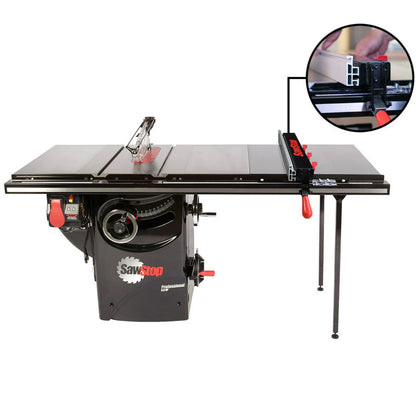 SawStop 3HP Professional Cabinet Saw w/36" T-Glide Advance Fence, Rails & Extension Table - PCS31230-ATGP36