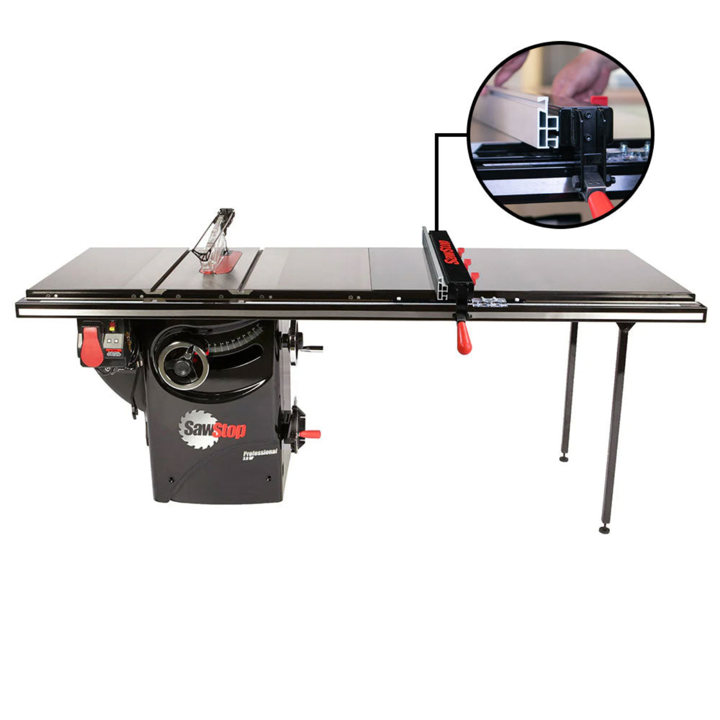 SawStop 3HP Professional Cabinet Saw w/52" T-Glide Advance Fence, Rails & Extension Table - PCS31230-ATGP52