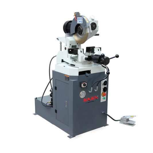KAKA INDUSTRIAL Hydraulic Circular Cold Saw, 12.4 inch Semi-Automatic Metal Cutting Saw with Foot Pedal Control  PDS-12H for Steel and Aluminum, Double Vise and Coolant System - 188031V230
