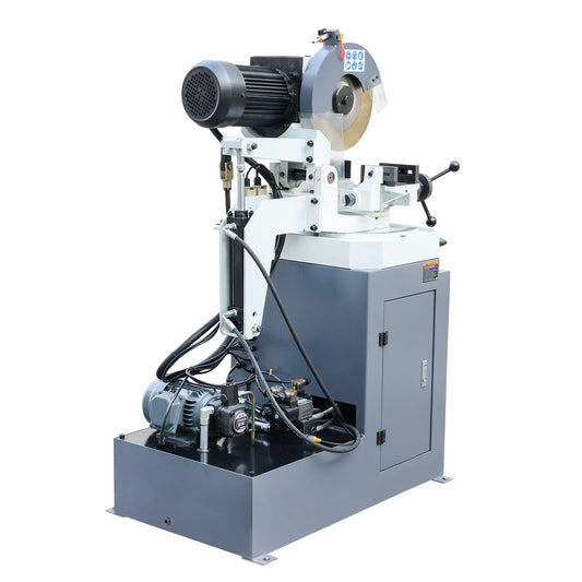 KAKA INDUSTRIAL Hydraulic Circular Cold Saw, 12.4 inch Semi-Automatic Metal Cutting Saw with Foot Pedal Control  PDS-12H for Steel and Aluminum, Double Vise and Coolant System - 188031V230