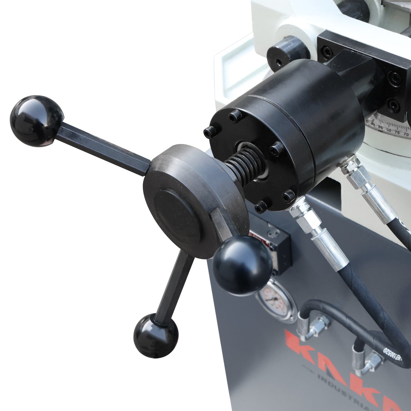 KAKA INDUSTRIAL Hydraulic Circular Cold Saw, 12.4 inch Semi-Automatic Metal Cutting Saw with Foot Pedal Control  PDS-12H for Steel and Aluminum, Double Vise and Coolant System - 188031V230