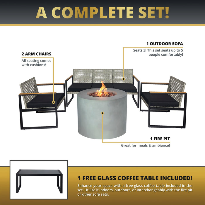 Loren 5-Piece Outdoor Fire Pit Set for Patio