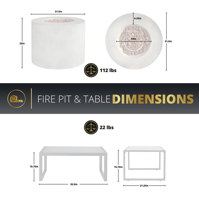 Loren 5-Piece Outdoor Fire Pit Set for Patio