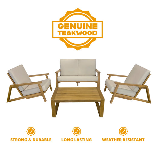 Ezra 4-Piece Teakwood Deep Seating Patio Set