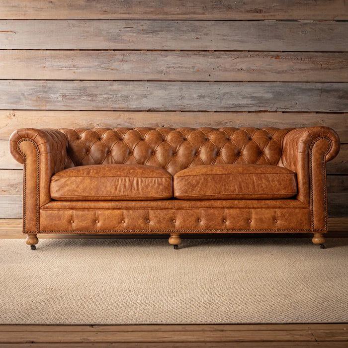 Lovecup Grand Oak Leather Chesterfield Sofa 84" L007 - 40746235396194