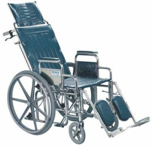 Patterson Medical Tuffy Extra Wide - Reclining Wheelchair Desk Length Arm Elevating Legrest Dark Blue Upholstery 20 Inch Seat Width Adult 250 lbs. Weight Capacity - 552718