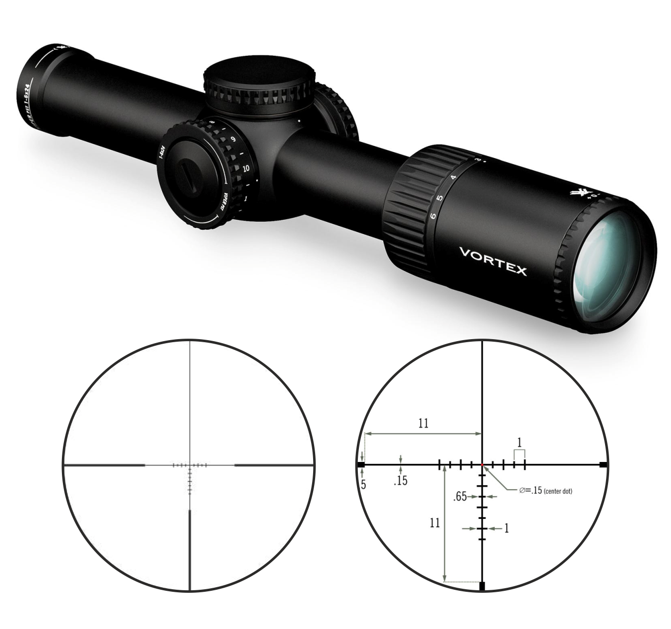 Vortex Optics Viper PST Gen II Second Focal Plane 1-6X24 VMR-2 (MRAD) Reticle, 30 mm Tube Riflescope with Wearable4U Bundle - PST-1607_121-53-BCA