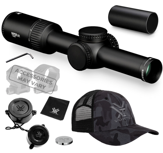 Vortex Optics Viper PST Gen II Second Focal Plane 1-6X24 VMR-2 (MRAD) Reticle, 30 mm Tube Riflescope with Wearable4U Bundle - PST-1607_121-53-BCA