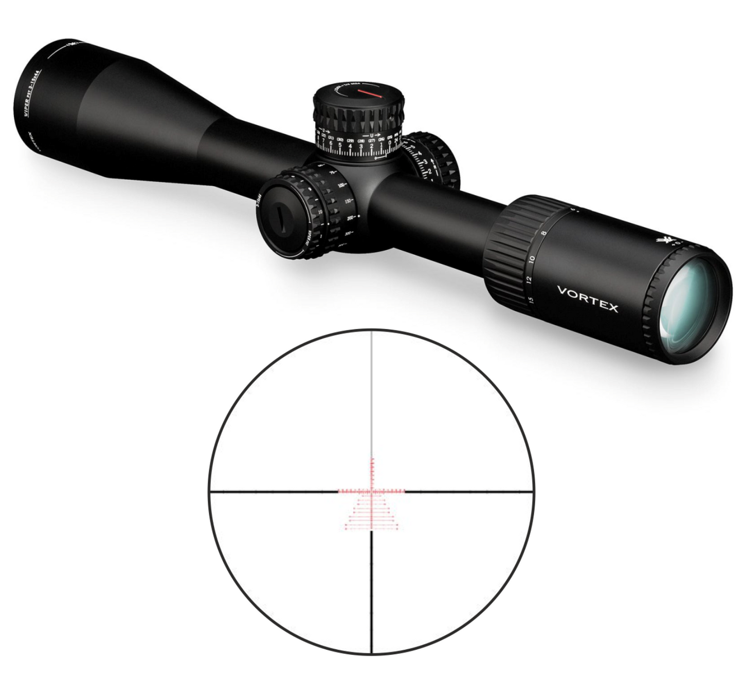 Vortex Optics Viper PST Gen II 3-15x44 FFP Riflescope EBR-7C (MRAD) Reticle, 30 mm Tube with Rings - PST-3159_PMR-30-97_121-53-BCA