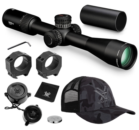 Vortex Optics Viper PST Gen II 3-15x44 FFP Riflescope EBR-7C (MRAD) Reticle, 30 mm Tube with Rings - PST-3159_PMR-30-97_121-53-BCA