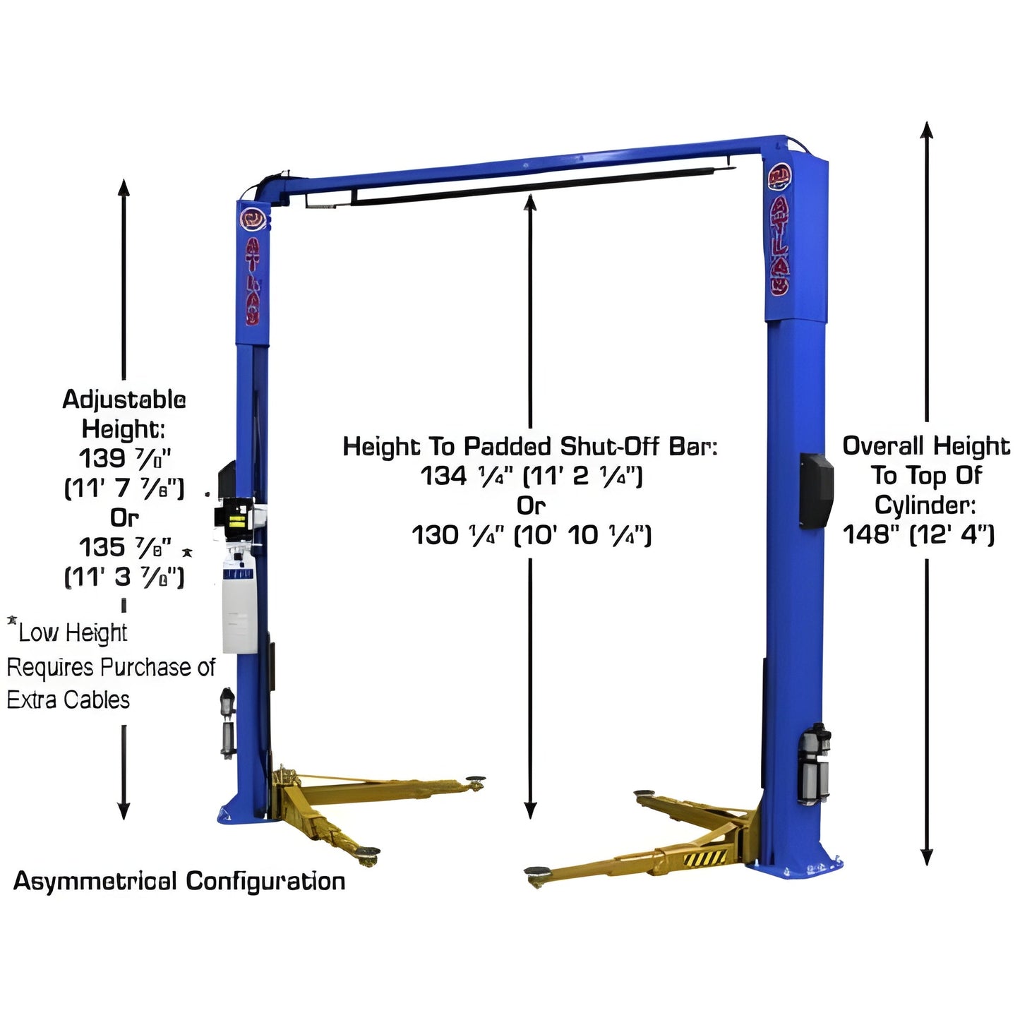 Atlas Platinum PVL10 ALI  10,000 lb Overhead 2 Post Lift - ATEAP-PVL10-FPD