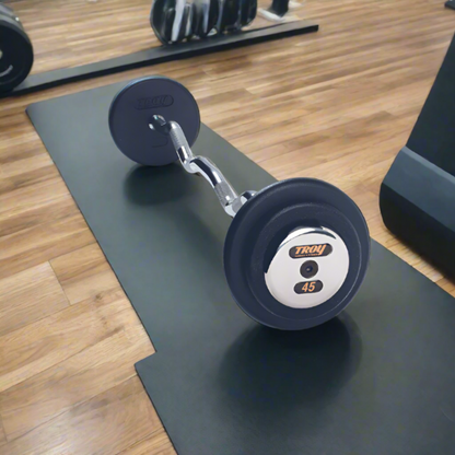 TROY PZB-C Pro Style Curl Barbell - Black Plates / Chrome End Caps - PZB-020C