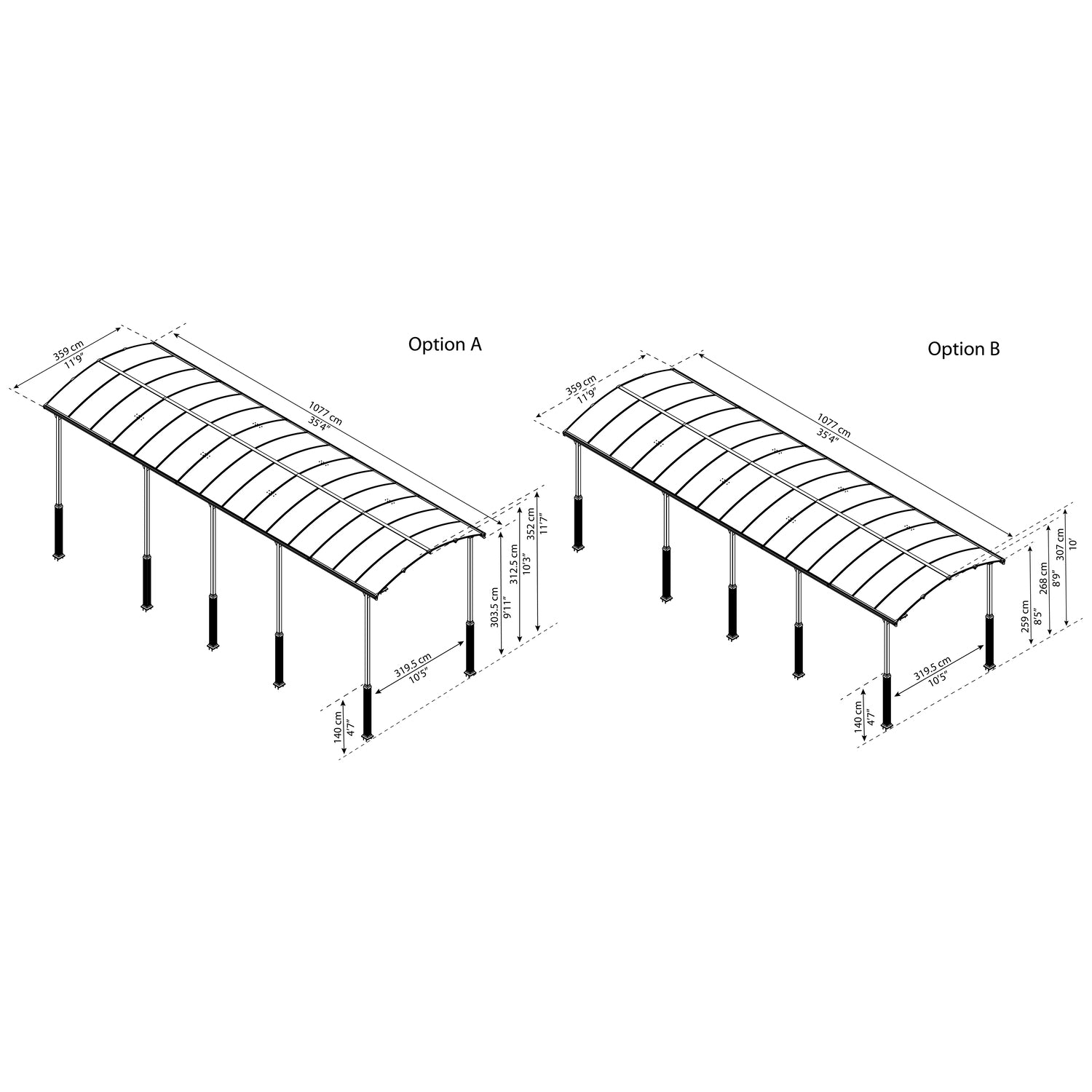 Palram Canopia | Arcadia Alpine RV Carport 12x35x11.5 ft - HG9128