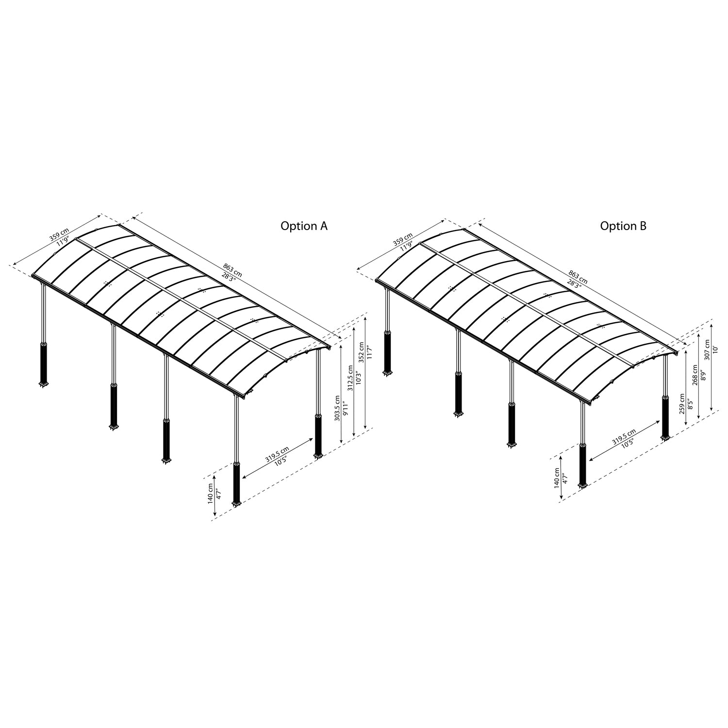 Palram Canopia | Arcadia Alpine RV Carport 12x28x11.5 ft - HG9127