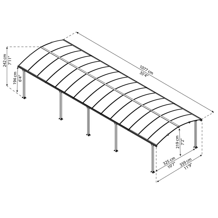 Palram Canopia | Arcadia 5000 Carport 12x35x8 ft - HG9113