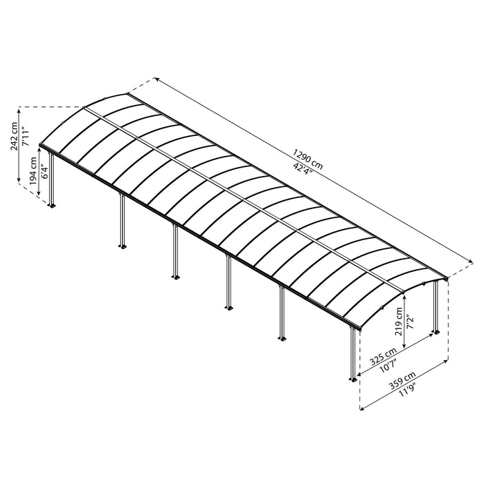 Palram Canopia | Arcadia 5000 Carport 12x42x8 ft - HG9123